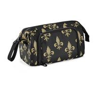 Quteprint Large Capacity Pencil Case, Fleur De Lis Flower Portable Pencil Bag Pen Case Pouch with Zipper, Office School Stationery Bag Pencil Box Holder for Teens Girls Boys Adults Student