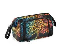 Quteprint Large Capacity Pencil Case, Four Season Tree Life Leaves Portable Pencil Bag Pen Case Pouch with Zipper, Office School Stationery Bag Pencil Box Holder for Teens Girls Boys Adults Student