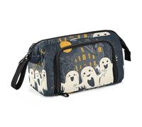 Quteprint Large Capacity Pencil Case, Happy Halloween Cute Ghosts Portable Pencil Bag Pen Case Pouch with Zipper, Office School Stationery Bag Pencil Box Holder for Teens Girls Boys Adults Student