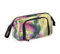 Quteprint Large Capacity Pencil Case, Hummingbird Flowers Sunlight Portable Pencil Bag Pen Case Pouch with Zipper, Office School Stationery Bag Pencil Box Holder for Teens Girls Boys Adults Student