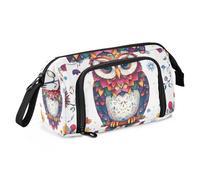 Quteprint Large Capacity Pencil Case, Mandala Boho Animal Owl Portable Pencil Bag Pen Case Pouch with Zipper, Office School Stationery Bag Pencil Box Holder for Teens Girls Boys Adults Student