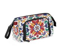 Quteprint Large Capacity Pencil Case, Mexican Indian Mandala Portable Pencil Bag Pen Case Pouch with Zipper, Office School Stationery Bag Pencil Box Holder for Teens Girls Boys Adults Student