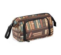 Quteprint Large Capacity Pencil Case, Old Bookshelf Library Books Portable Pencil Bag Pen Case Pouch with Zipper, Office School Stationery Bag Pencil Box Holder for Teens Girls Boys Adults Student