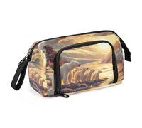 Quteprint Large Capacity Pencil Case, Polar Bear Sunset Portable Pencil Bag Pen Case Pouch with Zipper, Office School Stationery Bag Pencil Box Holder for Teens Girls Boys Adults Student