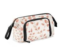 Quteprint Large Capacity Pencil Case, Rose Gold Branches Leaves Portable Pencil Bag Pen Case Pouch with Zipper, Office School Stationery Bag Pencil Box Holder for Teens Girls Boys Adults Student