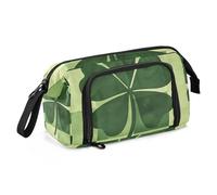 Quteprint Large Capacity Pencil Case, St. Patricks Day Shamrock Plaid Portable Pencil Bag Pen Case Pouch with Zipper, Office School Stationery Bag Pencil Box Holder for Teens Girls Boys Adults Student