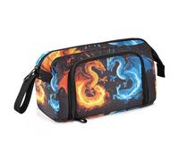 Quteprint Large Capacity Pencil Case, Two Dragons Fighting Portable Pencil Bag Pen Case Pouch with Zipper, Office School Stationery Bag Pencil Box Holder for Teens Girls Boys Adults Student