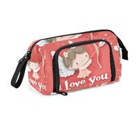 Quteprint Large Capacity Pencil Case, Valentine Cupid Shooting Arrow Portable Pencil Bag Pen Case Pouch with Zipper, Office School Stationery Bag Pencil Box Holder for Teens Girls Boys Adults Student