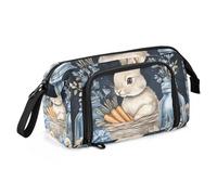 Quteprint Large Capacity Pencil Case, Watercolor Easter Bunny Carrots Portable Pencil Bag Pen Case Pouch with Zipper, Office School Stationery Bag Pencil Box Holder for Teens Girls Boys Adults Student