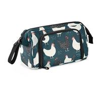 Quteprint Large Capacity Pencil Case, White Black Chick Rooster Portable Pencil Bag Pen Case Pouch with Zipper, Office School Stationery Bag Pencil Box Holder for Teens Girls Boys Adults Student