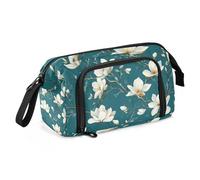 Quteprint Large Capacity Pencil Case, White Magnolia Flowers Tree Portable Pencil Bag Pen Case Pouch with Zipper, Office School Stationery Bag Pencil Box Holder for Teens Girls Boys Adults Student