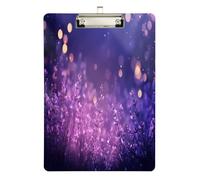 Quteprint Lavender Field Star Night Acrylic Clipboard, 9" x 12.5" Clear Scratch-Resistant Clip Board with (Silver) Metal Clip & Wall Hook - 0.25" Thick for Office Classroom Nurses Teachers Students