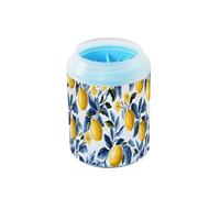 Quteprint Lemon Flowers Tree Branch Dog Paw Cleaner Cup - Pet Foot Washer with Soft Silicone Brush, Portable Muddy Paw Cleaner for Small, Medium, Large Breed Dogs & Cats (2.56x2.56x4.53inch)