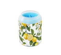 Quteprint Lemon Tree Branch Flowers Dog Paw Cleaner Cup - Pet Foot Washer with Soft Silicone Brush, Portable Muddy Paw Cleaner for Small, Medium, Large Breed Dogs & Cats (2.56x2.56x4.53inch)