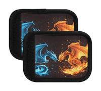Quteprint Luggage Handle Wrap (2-Pack) - Animal Dragons Fighting Premium Soft Suitcase Wraps with Luggage Tags & Handle Covers for Comfort, Grip, and Easy Identification