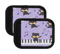 Quteprint Luggage Handle Wrap (4-Pack) - Cute Dancing Cats Music Notes Premium Soft Suitcase Wraps with Luggage Tags & Handle Covers for Comfort, Grip, and Easy Identification