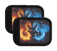 Quteprint Luggage Handle Wrap (4-Pack) - Two Dragons Fighting Premium Soft Suitcase Wraps with Luggage Tags & Handle Covers for Comfort, Grip, and Easy Identification