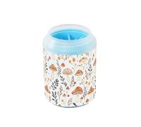 Quteprint Mushroom Plants Pattern Dog Paw Cleaner Cup - Pet Foot Washer with Soft Silicone Brush, Portable Muddy Paw Cleaner for Small, Medium, Large Breed Dogs & Cats (2.56x2.56x4.53inch)