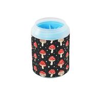 Quteprint Mushroom Polka Dots Pattern Dog Paw Cleaner Cup - Pet Foot Washer with Soft Silicone Brush, Portable Muddy Paw Cleaner for Small, Medium, Large Breed Dogs & Cats (2.56x2.56x4.53inch)