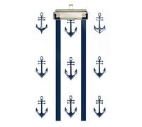 Quteprint Navy Nautical Anchor Stripes Acrylic Clipboard, 9" x 12.5" Clear Scratch-Resistant Clip Board with (Silver) Metal Clip & Wall Hook - 0.25" Thick for Office Classroom Nurses Teachers Students