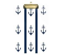 Quteprint Navy Nautical Anchor Stripes Acrylic Clipboard, 9" x 12.5" Clear Scratch-Resistant Clip Board with (Gold) Metal Clip & Wall Hook - 0.25" Thick for Office Classroom Nurses Teachers Students