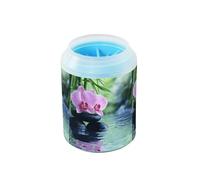 Quteprint Orchid Flower Japanese Zen Dog Paw Cleaner Cup - Pet Foot Washer with Soft Silicone Brush, Portable Muddy Paw Cleaner for Small, Medium, Large Breed Dogs & Cats (2.56x2.56x4.53inch)