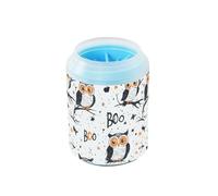 Quteprint Owls on Tree Branch Dog Paw Cleaner Cup - Pet Foot Washer with Soft Silicone Brush, Portable Muddy Paw Cleaner for Small, Medium, Large Breed Dogs & Cats (2.56x2.56x4.53inch)