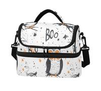 Quteprint Owls on Tree Branch Double Deck Insulated Lunch Bag for Women Men, 8L Dual Layer Cooler Bag with Adjustable Shoulder Strap, Leakproof Thermal Lunch Box for Work Picnic Outdoor