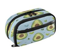 Quteprint Pencil Bag PVC Pencil Case for Boys Girls, Avocados Heart Dual Zipper Large Capacity Pencil Holder, Water-Resistant Stationery Organizer for College School Office Supplies