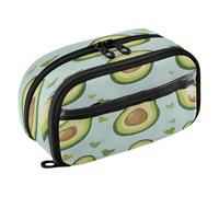 Quteprint Pencil Bag PVC Pencil Case for Boys Girls, Avocados Heart Pattern Dual Zipper Large Capacity Pencil Holder, Water-Resistant Stationery Organizer for College School Office Supplies