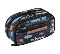 Quteprint Pencil Bag PVC Pencil Case for Boys Girls, Cartoon Trains Pattern Dual Zipper Large Capacity Pencil Holder, Water-Resistant Stationery Organizer for College School Office Supplies