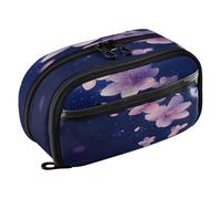 Quteprint Pencil Bag PVC Pencil Case for Boys Girls, Cherry Blossoms Flower Japanese Dual Zipper Large Capacity Pencil Holder, Water-Resistant Stationery Organizer for College School Office Supplies
