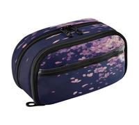 Quteprint Pencil Bag PVC Pencil Case for Boys Girls, Cherry Blossoms Japanese Flower Dual Zipper Large Capacity Pencil Holder, Water-Resistant Stationery Organizer for College School Office Supplies