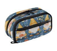 Quteprint Pencil Bag PVC Pencil Case for Boys Girls, Gnomes Florals Plants Mushroom Dual Zipper Large Capacity Pencil Holder, Water-Resistant Stationery Organizer for College School Office Supplies