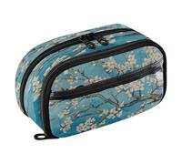 Quteprint Pencil Bag PVC Pencil Case for Boys Girls, Japanese Flower Tree Art Dual Zipper Large Capacity Pencil Holder, Water-Resistant Stationery Organizer for College School Office Supplies