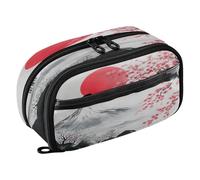 Quteprint Pencil Bag PVC Pencil Case for Boys Girls, Japanese Flowers Landscape Dual Zipper Large Capacity Pencil Holder, Water-Resistant Stationery Organizer for College School Office Supplies