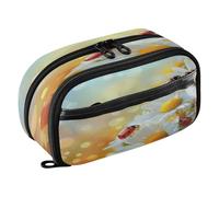 Quteprint Pencil Bag PVC Pencil Case for Boys Girls, Spring Daisy Flowers Ladybugs Dual Zipper Large Capacity Pencil Holder, Water-Resistant Stationery Organizer for College School Office Supplies