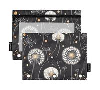 Quteprint Pencil Pouch for 3 Ring Binder, Dandelion Flower Pattern 2 Pack Zipper Pencil Case with Clear Window & Reinforced Grommets for Binder, Pencil Bags Pockets Organizer for Office School