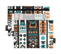 Quteprint Pencil Pouch for 3 Ring Binder, Geometrics African Aztec Ethnic 2 Pack Zipper Pencil Case with Clear Window & Reinforced Grommets for Binder, Pencil Bags Pockets Organizer for Office School