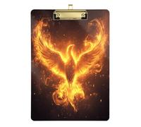 Quteprint Phoenix Flames Acrylic Clipboard, 9" x 12.5" Clear Scratch-Resistant Clip Board with (Gold) Metal Clip & Wall Hook - 0.25" Thick for Office Classroom Nurses Teachers Students
