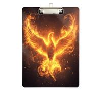 Quteprint Phoenix Flames Acrylic Clipboard, 9" x 12.5" Clear Scratch-Resistant Clip Board with (Silver) Metal Clip & Wall Hook - 0.25" Thick for Office Classroom Nurses Teachers Students