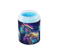 Quteprint Rainbow Sea Turtle Dog Paw Cleaner Cup - Pet Foot Washer with Soft Silicone Brush, Portable Muddy Paw Cleaner for Small, Medium, Large Breed Dogs & Cats (2.56x2.56x4.53inch)