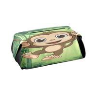 Quteprint Rectangle Leather Tissue Box Cover Holder, Cute Monkey Bamboos Tissue Box Holder, 9.4x5.1x3.6 inch Decorative Facial Tissue Case for Home, Office, Car, Bathroom, Desk, Tabletop