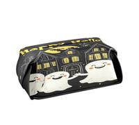Quteprint Rectangle Leather Tissue Box Cover Holder, Halloween Cute Happy Ghosts Tissue Box Holder, 9.4x5.1x3.6 inch Decorative Facial Tissue Case for Home, Office, Car, Bathroom, Desk, Tabletop