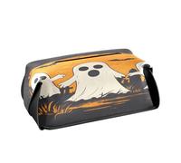 Quteprint Rectangle Leather Tissue Box Cover Holder, Halloween Ghosts Cemetery Tissue Box Holder, 9.4x5.1x3.6 inch Decorative Facial Tissue Case for Home, Office, Car, Bathroom, Desk, Tabletop