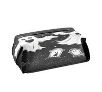 Quteprint Rectangle Leather Tissue Box Cover Holder, Halloween Ghosts Tissue Box Holder, 9.4x5.1x3.6 inch Decorative Facial Tissue Case for Home, Office, Car, Bathroom, Desk, Tabletop
