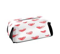 Quteprint Rectangle Leather Tissue Box Cover Holder, Happy Valentine Red Love Hearts Tissue Box Holder, 9.4x5.1x3.6 inch Decorative Facial Tissue Case for Home, Office, Car, Bathroom, Desk, Tabletop
