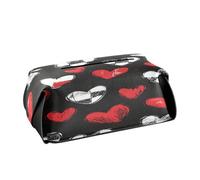 Quteprint Rectangle Leather Tissue Box Cover Holder, Happy Valentines Love Hearts Tissue Box Holder, 9.4x5.1x3.6 inch Decorative Facial Tissue Case for Home, Office, Car, Bathroom, Desk, Tabletop
