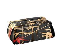 Quteprint Rectangle Leather Tissue Box Cover Holder, Japanese Bamboos Tissue Box Holder, 9.4x5.1x3.6 inch Decorative Facial Tissue Case for Home, Office, Car, Bathroom, Desk, Tabletop