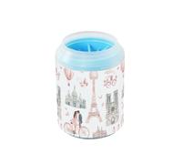 Quteprint Romantic Paris Eiffel Tower Dog Paw Cleaner Cup - Pet Foot Washer with Soft Silicone Brush, Portable Muddy Paw Cleaner for Small, Medium, Large Breed Dogs & Cats (2.56x2.56x4.53inch)